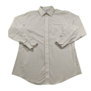 Brooks Brothers 1818 Regent Dress Shirt Mens 16.5 2/3 Yellow Blue Check Non-Iron